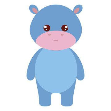 cute and tender hippopotamus character