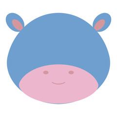 cute and tender hippopotamus head character