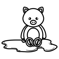 cute and tender pig in the swamp character