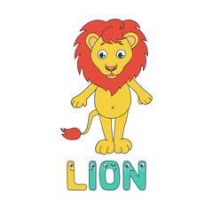 A cute lion and the letter L