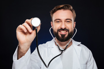 Close up portrait of a happy male doctor