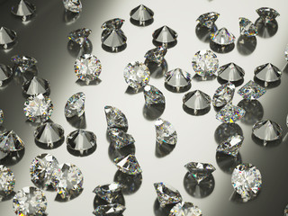 Diamonds or gemstones with reflection