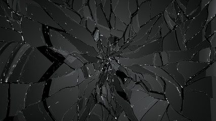 glass splitted or cracked on black