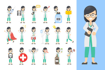 Woman doctor set.