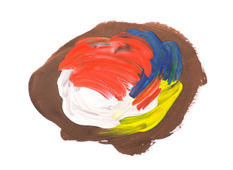 artistic colorful watercolor brush strokes isolated on white