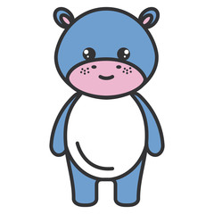 cute and tender hippopotamus character