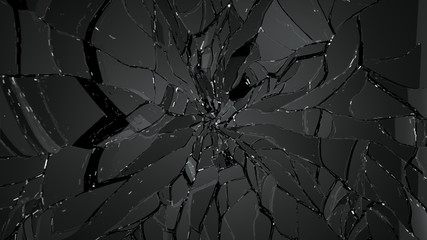 Splitted or cracked glass on black