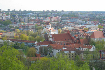 Fototapeta na wymiar General view from above on the old town in Vilnius