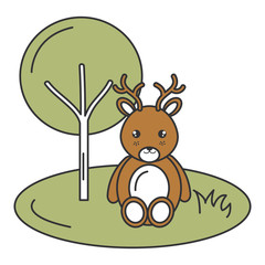 cute and tender reindeer in the jungle character