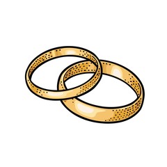Wedding rings. Vintage black vector engraving illustration