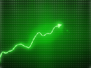 Green trend graph as symbol of economic or business growth