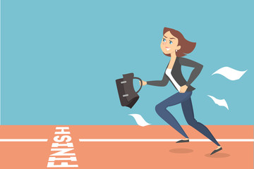 Businesswoman running to finish.
