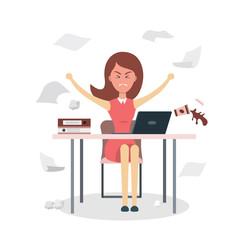 Stress at work. An angry screaming girl.