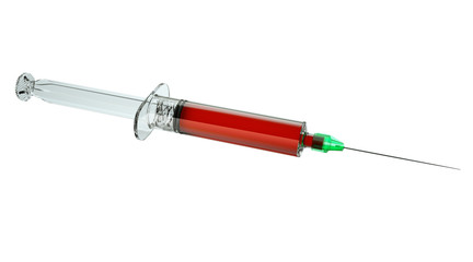 Fototapeta premium Medical syringe ready for injection isolated