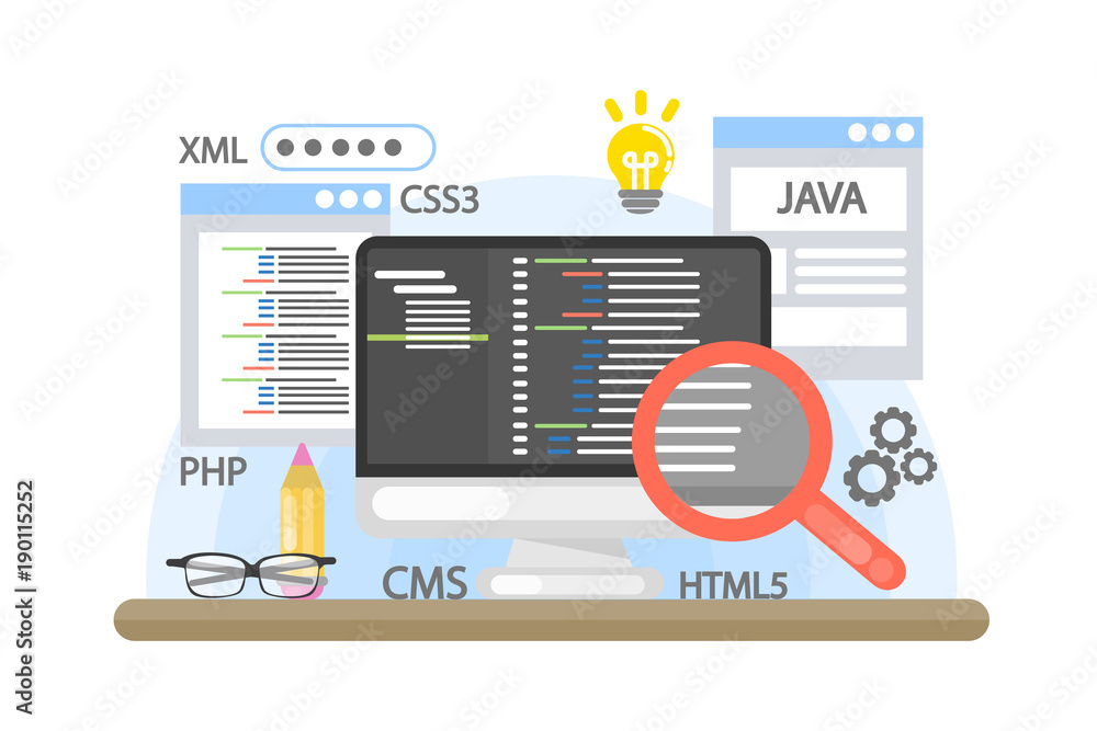 Poster programming computer illustration.