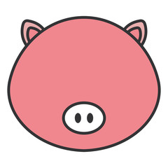 cute and tender pig head character