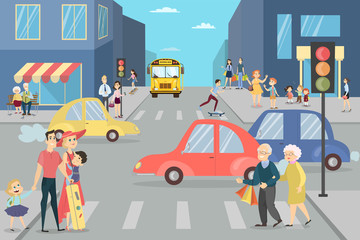 City street with people.