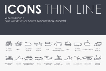 MILITARY EQUIPMENT Thin Line Icons