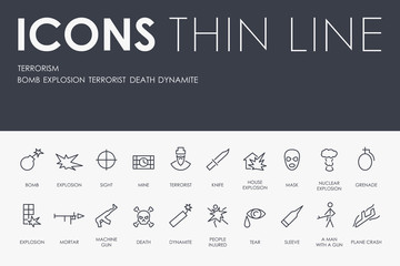 TERRORISM Thin Line Icons
