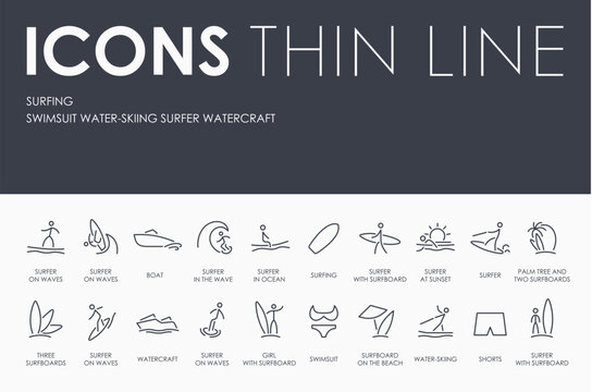 SURFING Thin Line Icons