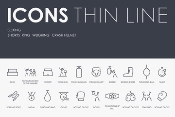 BOXING Thin Line Icons