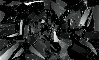 Many pieces of broken and Shattered glass - obrazy, fototapety, plakaty