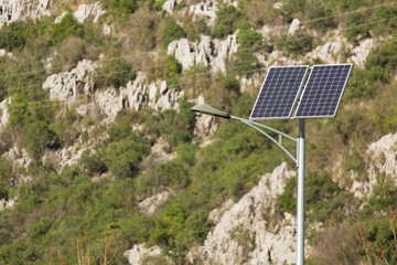 Street LED lights powered by solar panels