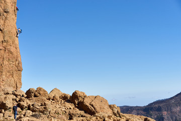 Outdoor Sports on Canary Islands in Spain / Hiker / Climber enjoying view