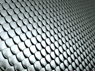 Close-up of Scales textured metallic chrome background