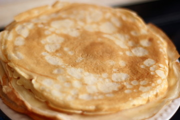 Pancakes . Thin and round. Russian food. Carnival day. Shrovetide, pancake week.