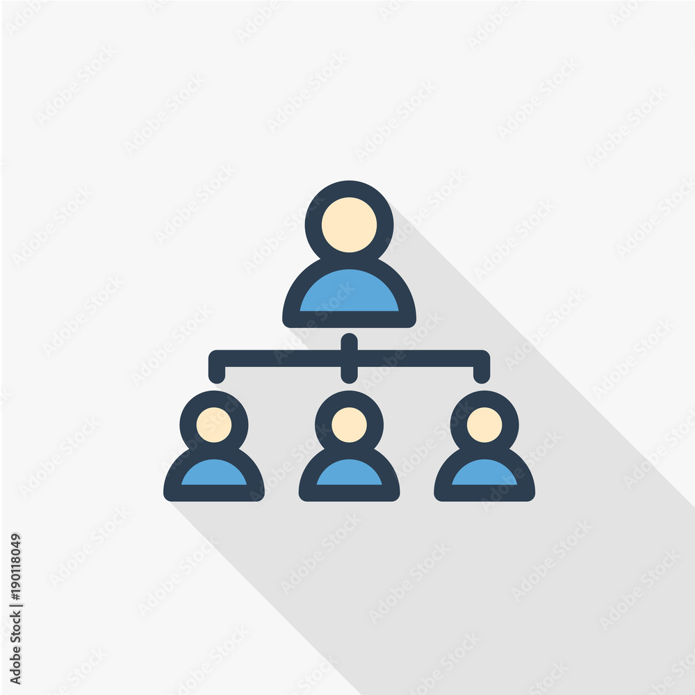 Poster hierarchy illustration thin line flat color icon. linear vector illustration. pictogram isolated on 