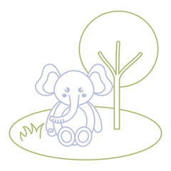 cute and tender elephant in the jungle character