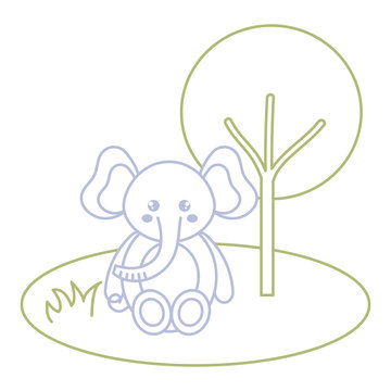 cute and tender elephant in the jungle character