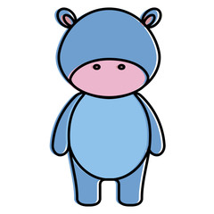 cute and tender hippopotamus character