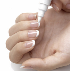 doing french manicure with white nail polish marker