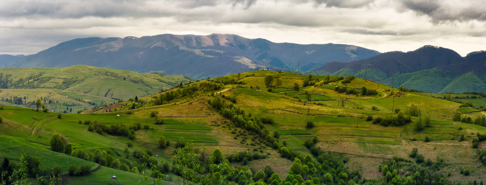 mountainous rural area in springtime