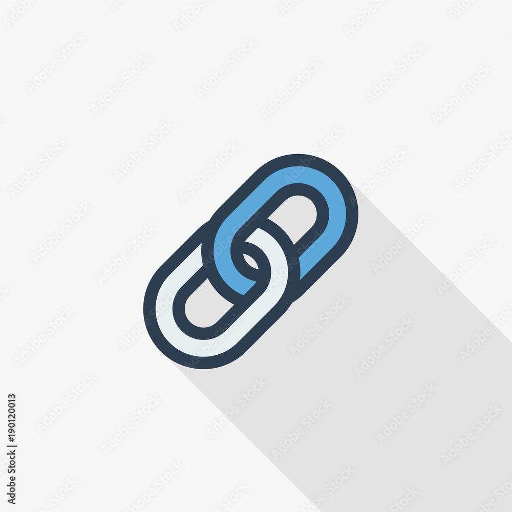 Poster internet chain link thin line flat color icon. linear vector illustration. pictogram isolated on whi