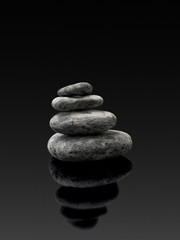 four stone tower on black background