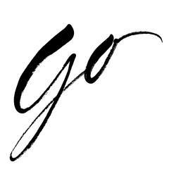 Handwritten word Go in expressive brush lettering style