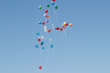colored balloons in the sky for a background