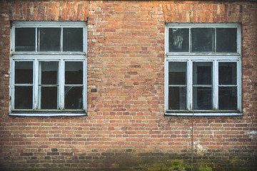Old windows of abandoned buildings