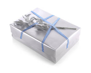 Beautiful gift box on white background
