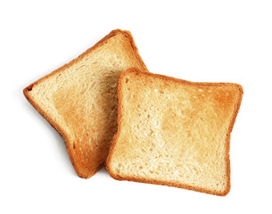 Toasted bread on white background