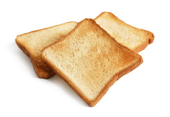 Toasted bread on white background