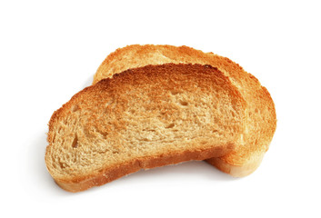 Toasted bread on white background