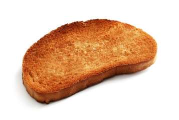Toasted bread on white background