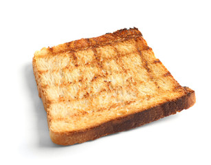 Toasted bread on white background