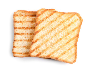 Toasted bread on white background