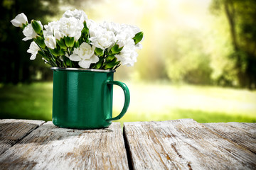 desk of free space and spring time 