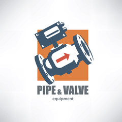 industrial valve stylized symbol, piping equipment shop logo template